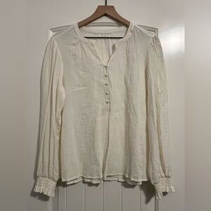 DownEast Cream Button-Up Blouse